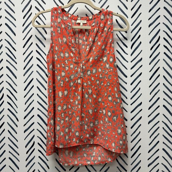 Joie Orange Leopard Print Silk Sleeveless Top - XS - Picture 1 of 5